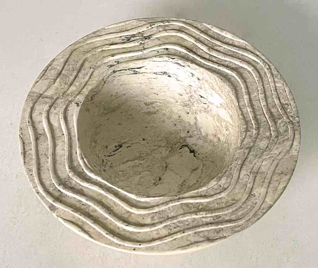 Hand-Carved Soapstone Vietnamese Small Wide Brim Bowl