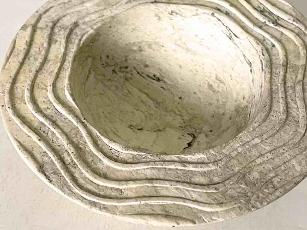 Hand-Carved Soapstone Vietnamese Small Wide Brim Bowl
