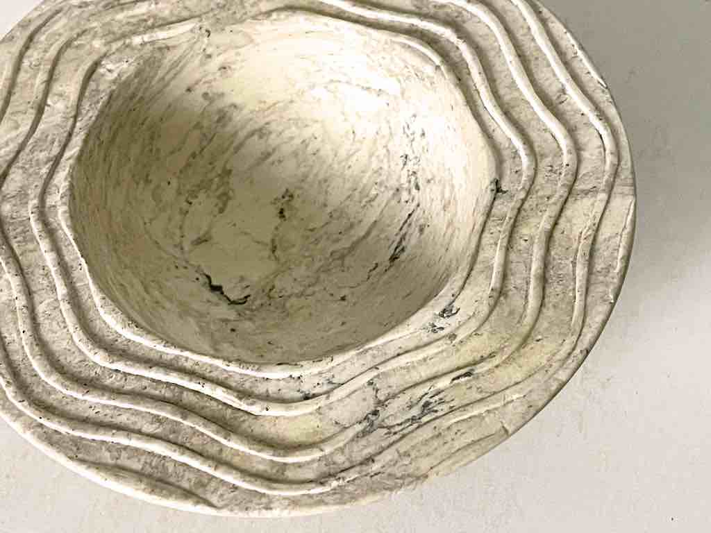 Hand-Carved Soapstone Vietnamese Small Wide Brim Bowl