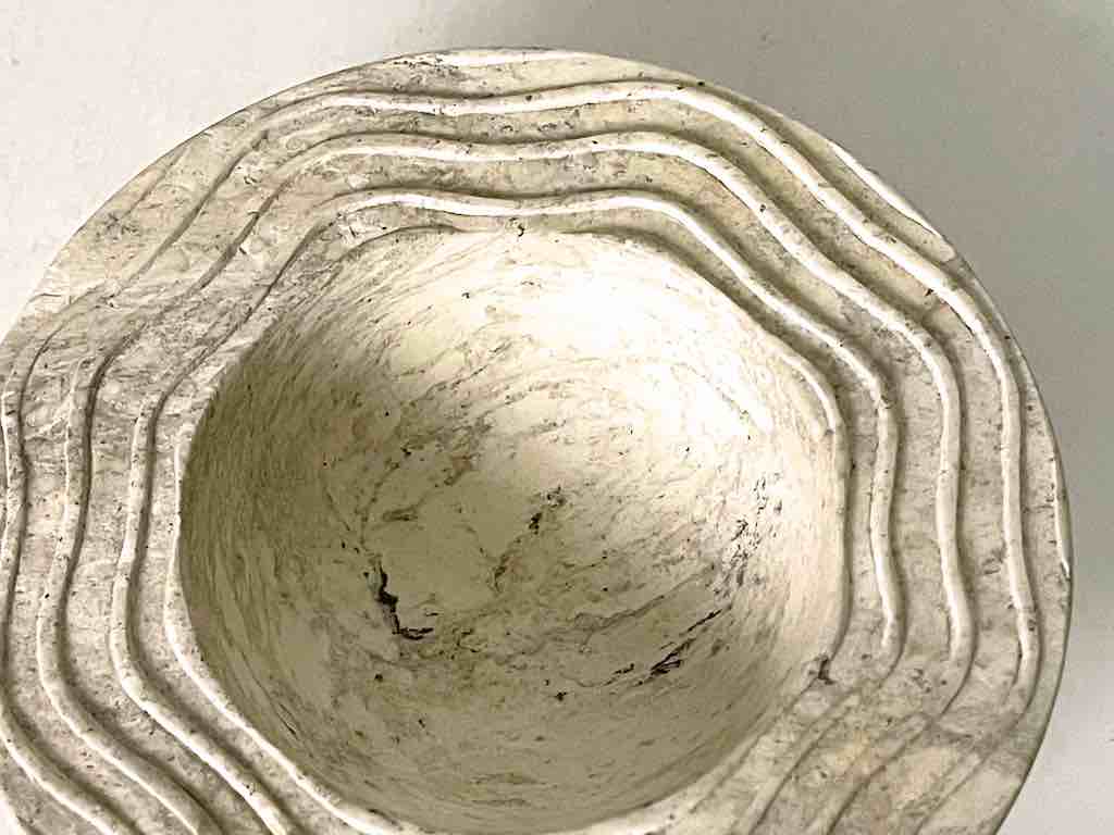 Hand-Carved Soapstone Vietnamese Small Wide Brim Bowl