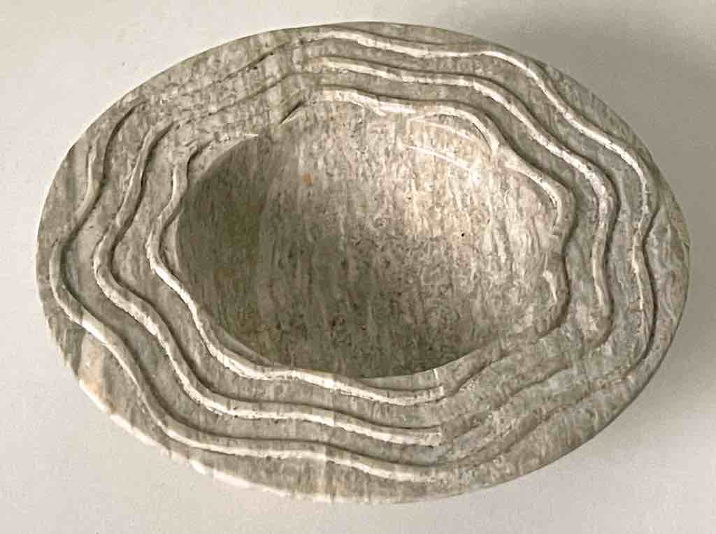 Hand-Carved Soapstone Vietnamese Small Wide Brim Bowl