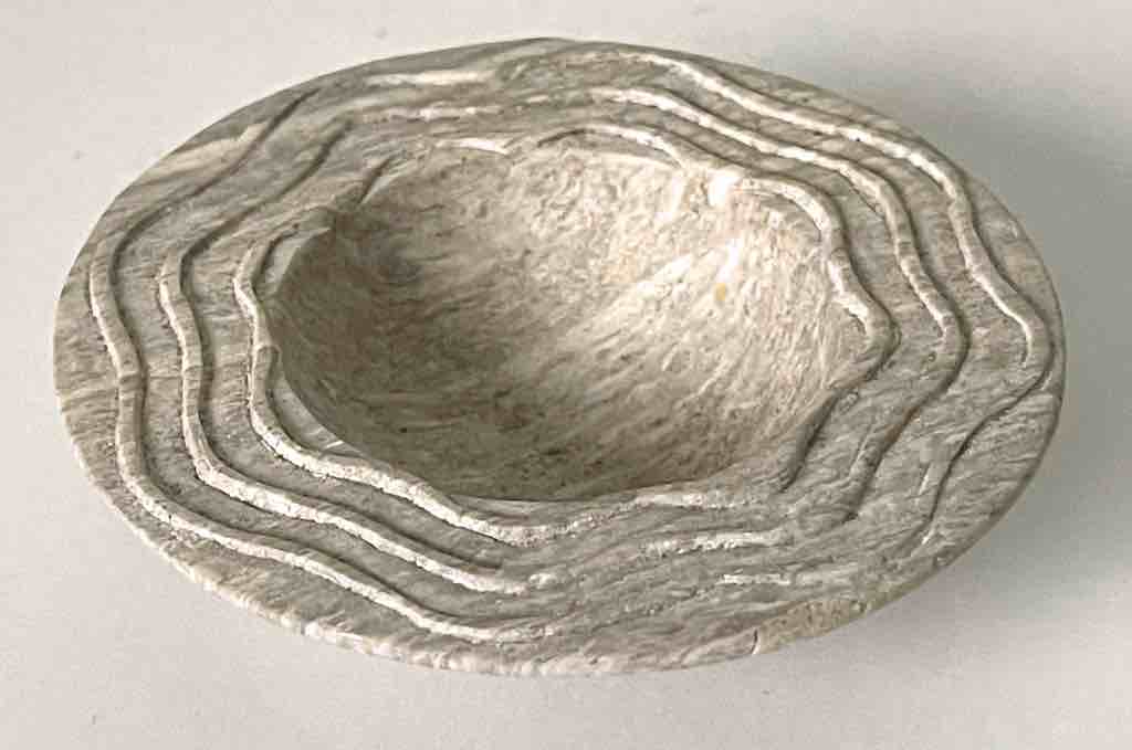 Hand-Carved Soapstone Vietnamese Small Wide Brim Bowl
