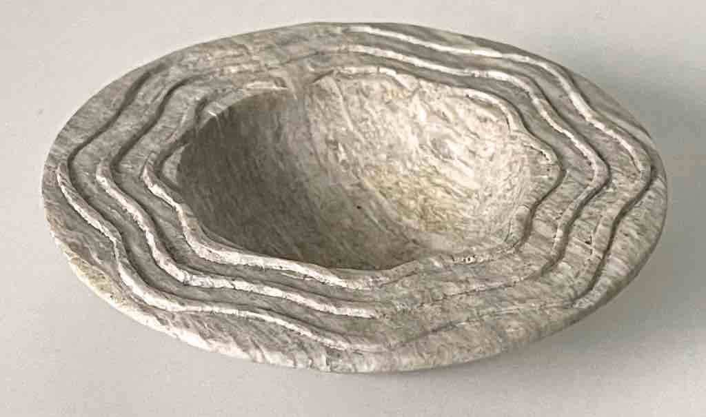 Hand-Carved Soapstone Vietnamese Small Wide Brim Bowl