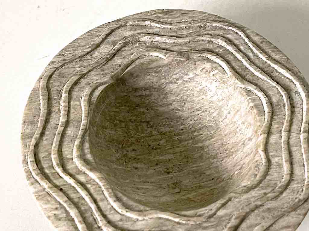 Hand-Carved Soapstone Vietnamese Small Wide Brim Bowl