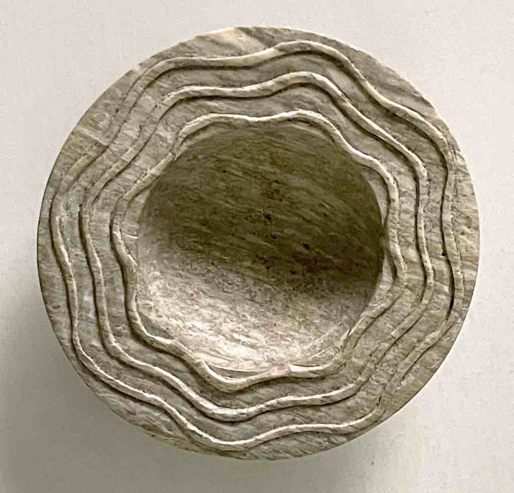 Hand-Carved Soapstone Vietnamese Small Wide Brim Bowl