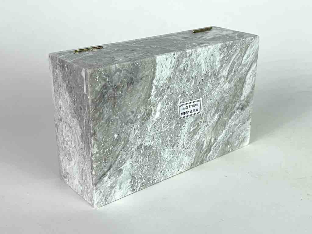 Banana Leaf Relief Carved Unpainted Soapstone Trinket Decor Box