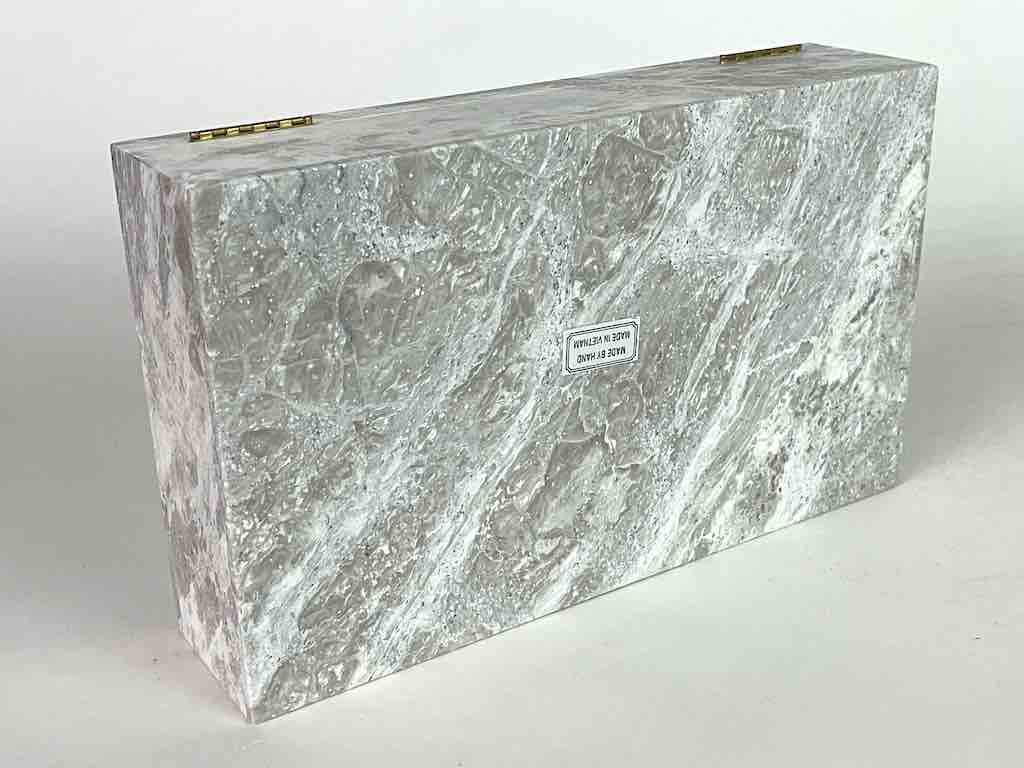 Banana Leaf Relief Carved Unpainted Soapstone Trinket Decor Box