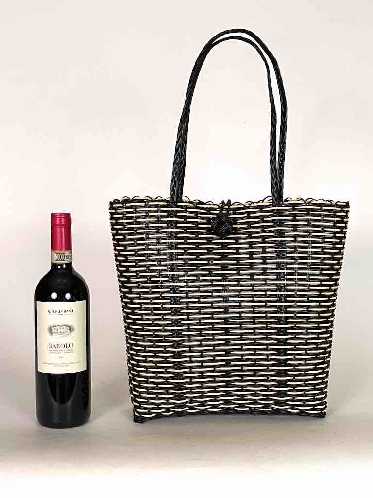 Deep Woven Recyclyed Plastic tote with closure - El Salvador