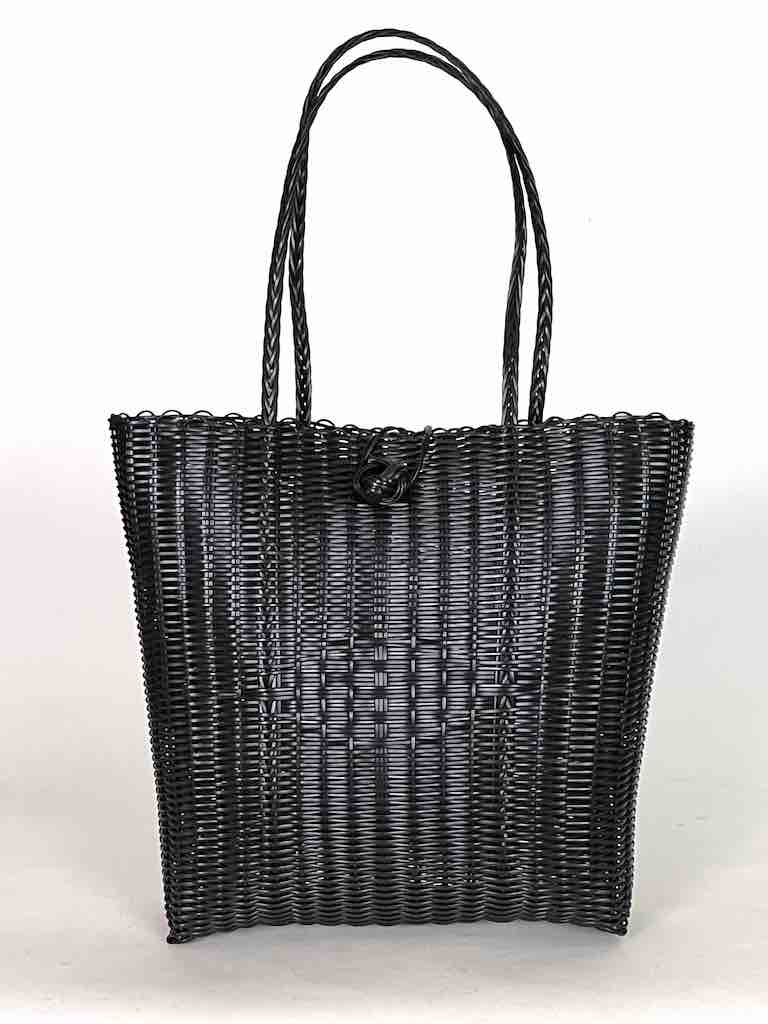 Deep Woven Recyclyed Plastic tote with closure - El Salvador
