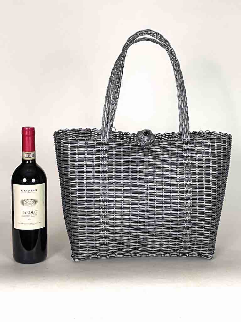 Deep Woven Recyclyed Plastic tote with closure - El Salvador