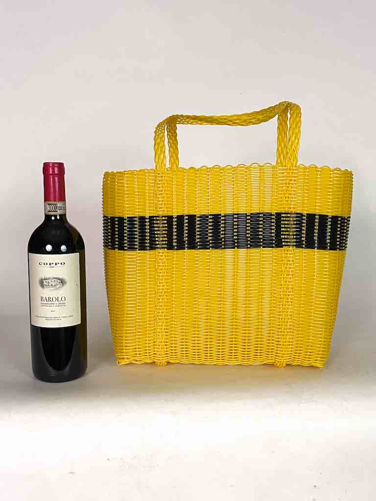 Medium Deep Woven Recyclyed Plastic High Capacity Handbag - El Salvador