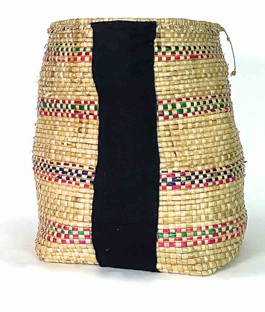 Deep Vintage Flexible Swampgrass Basket, Cloth Accent - Benin