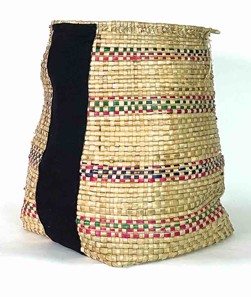 Deep Vintage Flexible Swampgrass Basket, Cloth Accent - Benin