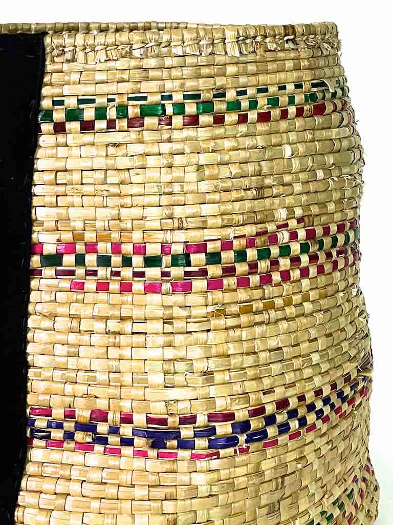 Deep Vintage Flexible Swampgrass Basket, Cloth Accent - Benin