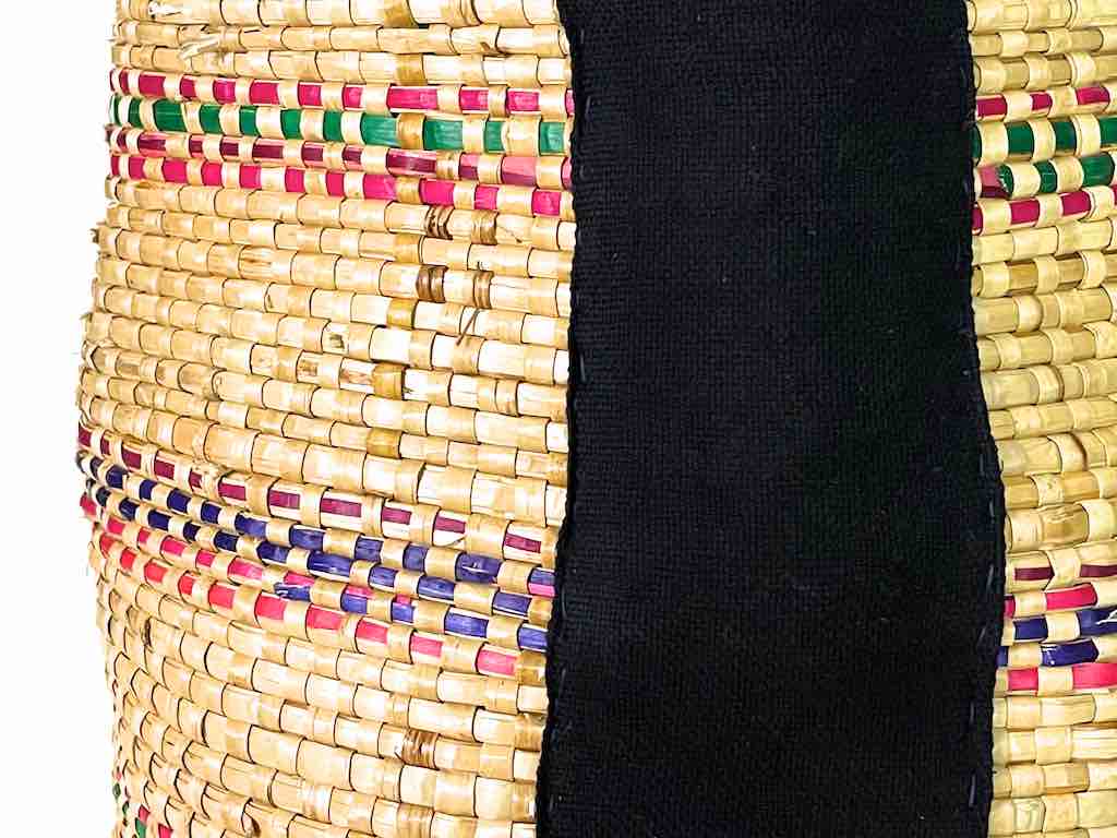 Deep Vintage Flexible Swampgrass Basket, Cloth Accent - Benin