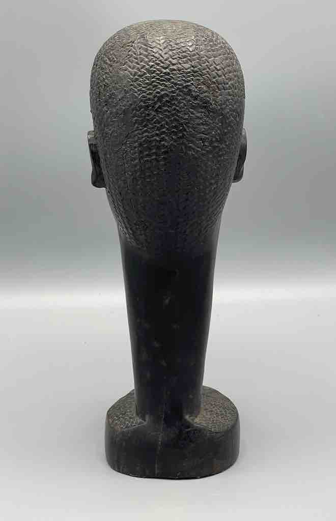 Carved Black Wood African Young Male Head - Guinea