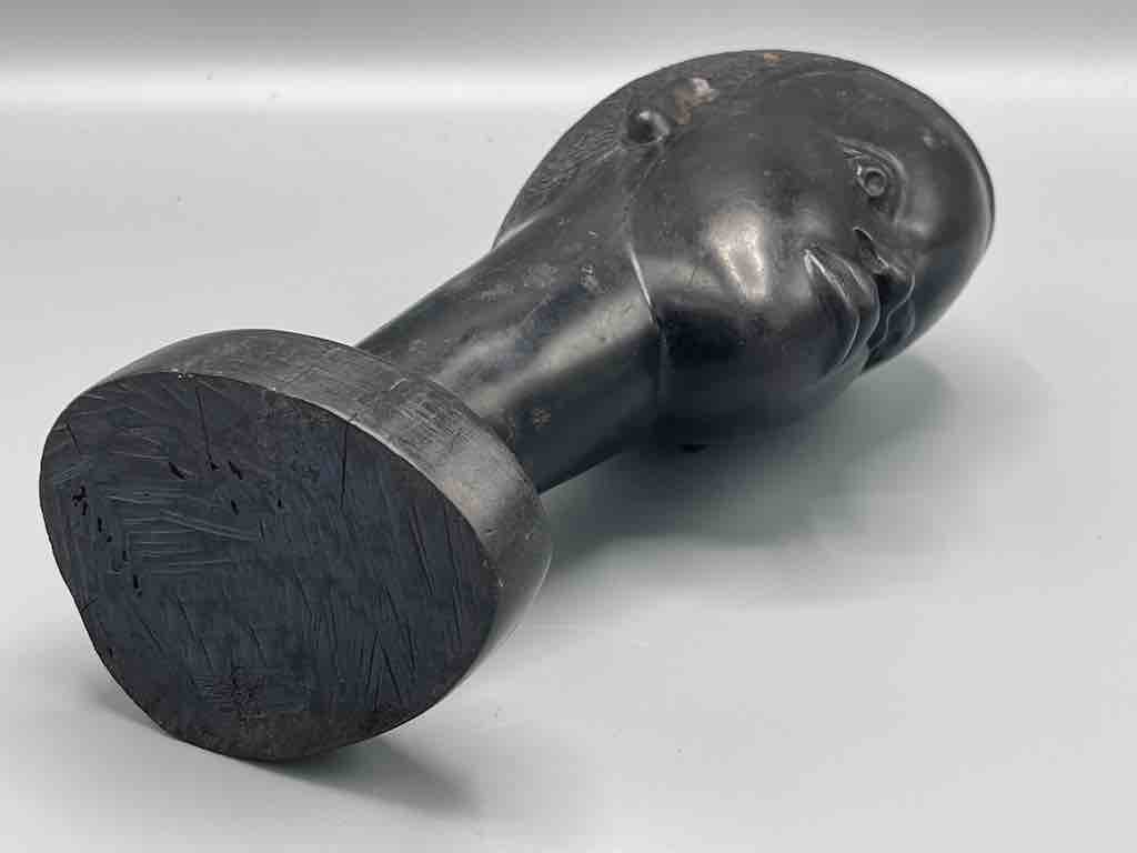 Carved Black Wood African Young Male Head - Guinea