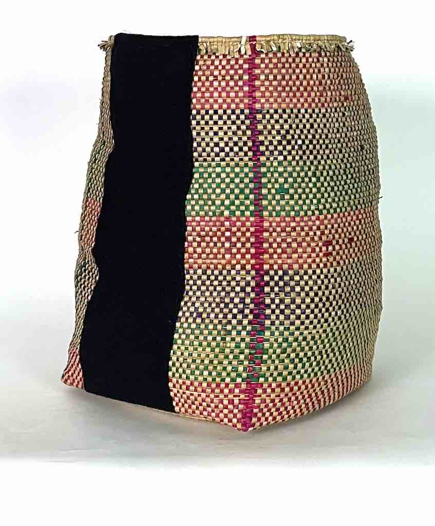 Deep Vintage Flexible Swampgrass Basket, Cloth Accent - Benin