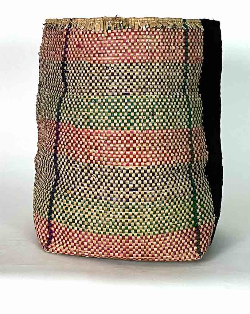 Deep Vintage Flexible Swampgrass Basket, Cloth Accent - Benin