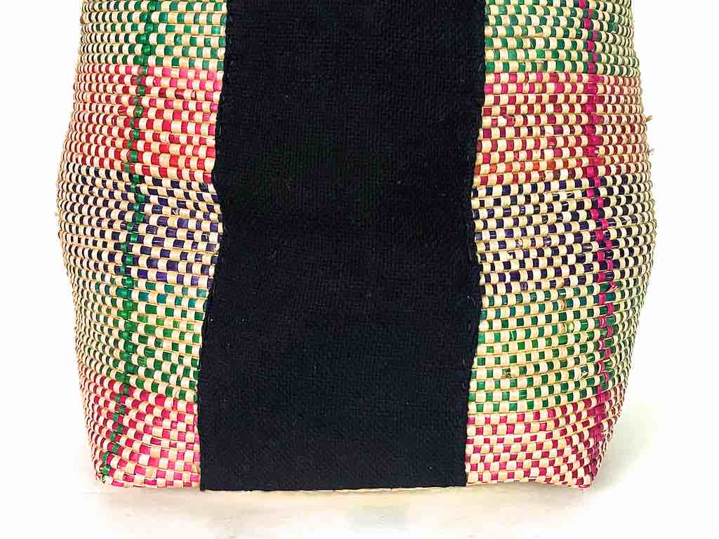 Deep Vintage Flexible Swampgrass Basket, Cloth Accent - Benin