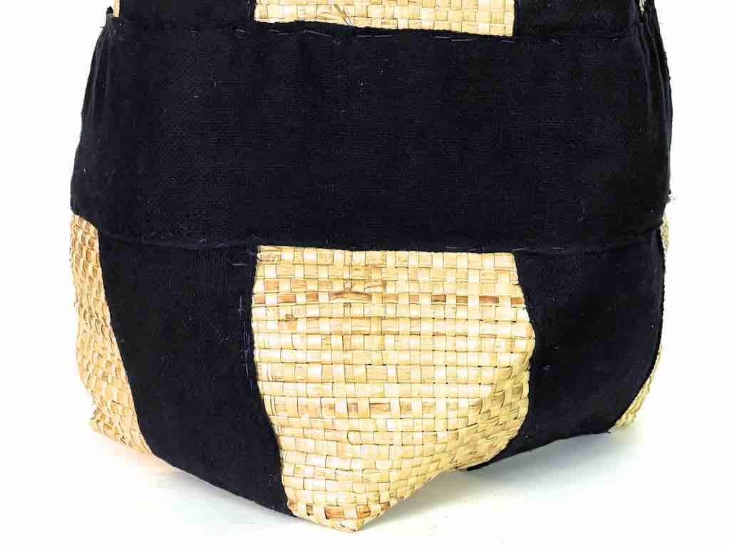 Large Deep Vintage Flexible Swampgrass Basket, Cloth Accent - Benin