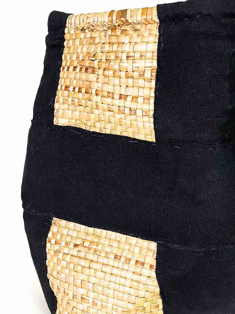 Large Deep Vintage Flexible Swampgrass Basket, Cloth Accent - Benin