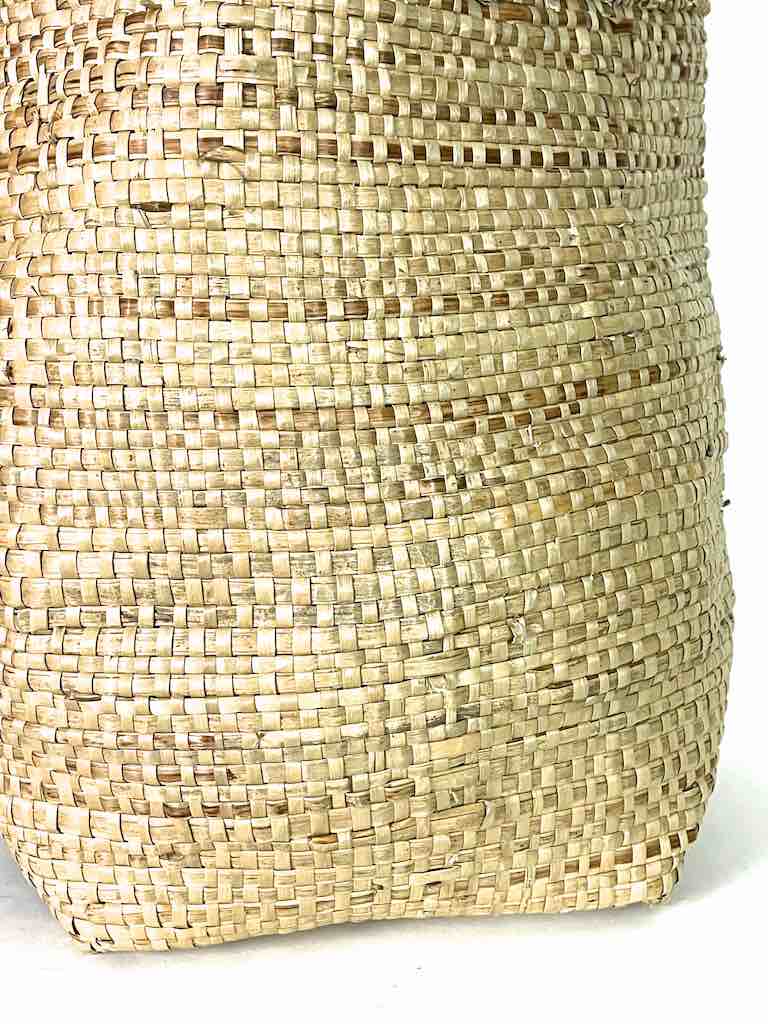 Large Deep Vintage Flexible Swampgrass Basket, Cloth Accent - Benin