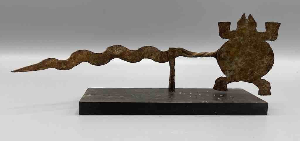 Vintage Iron Turtle & Snake "Asen" Figure on Base - Benin