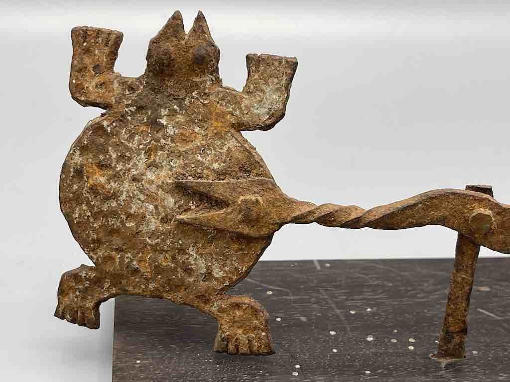 Vintage Iron Turtle & Snake "Asen" Figure on Base - Benin
