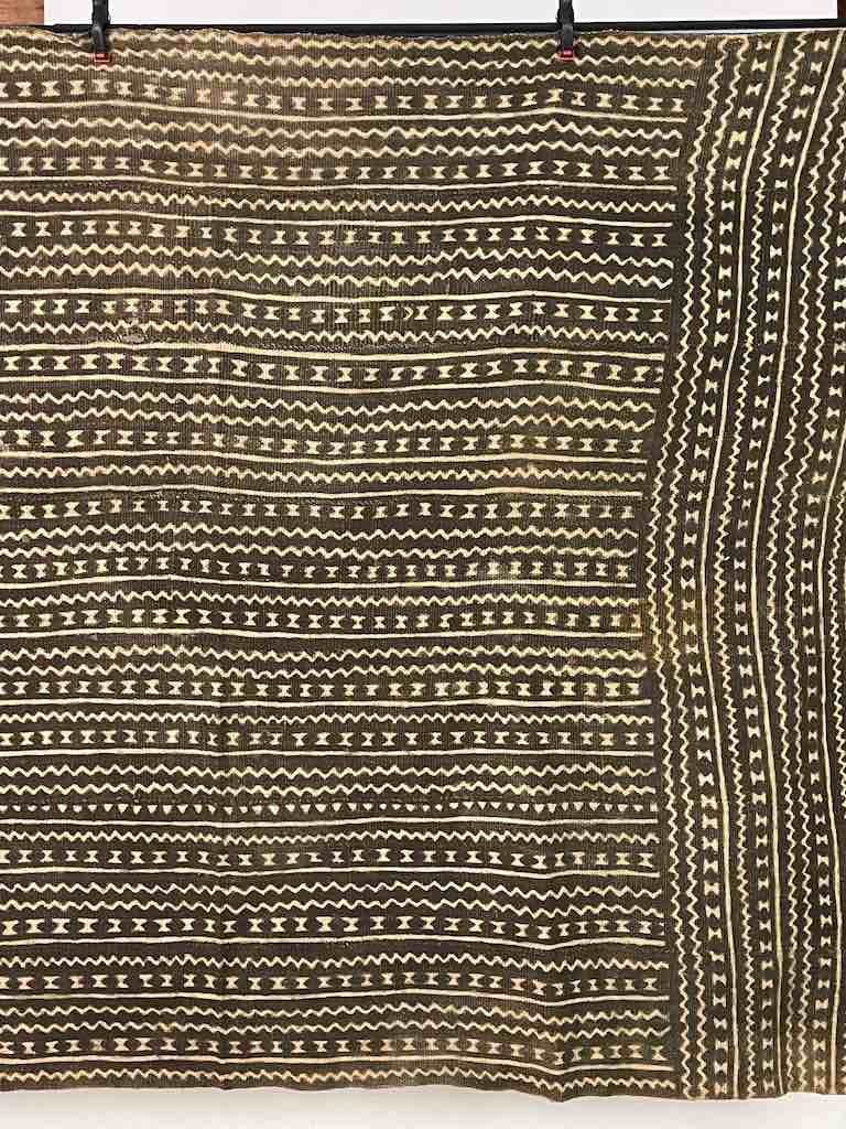Vintage Traditional Bogolan Mudcloth Mali African Textile | 49 x 41"