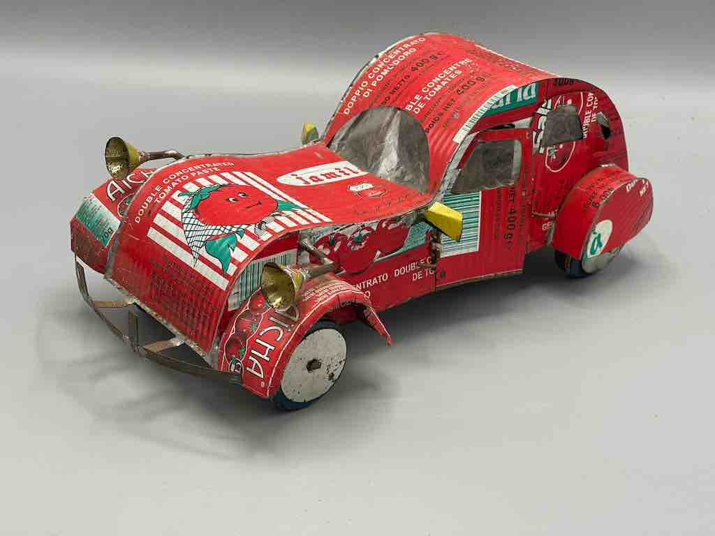African Recycled Labeled Metal Can Toy Car - Burkina Faso