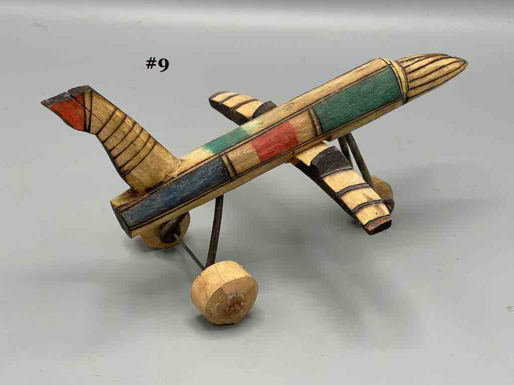 African Painted Wood Toy Airplane - Burkina Faso