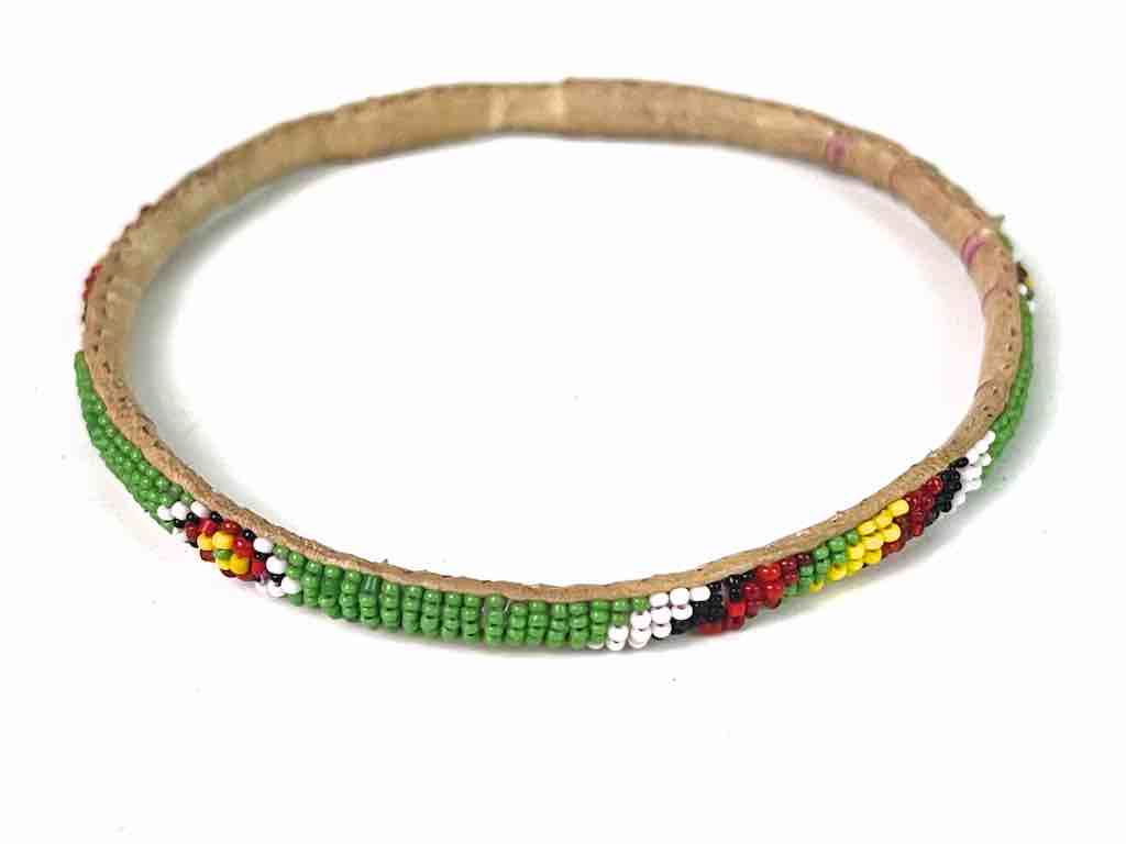 Very Narrow Tiniest Beaded Leather Bracelet - Mali