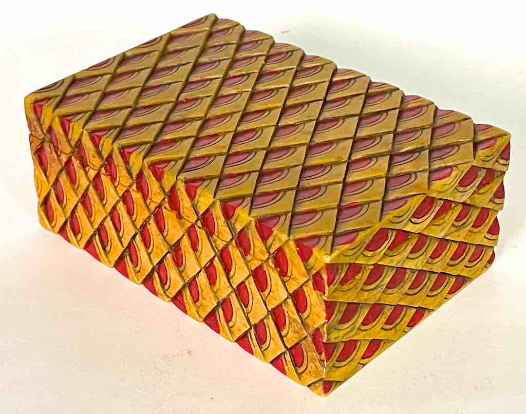 Dragon Skin Design - Red Rectangular Soapstone Trinket Decor Box