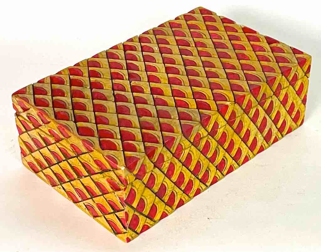 Dragon Skin Design - Red Rectangular Soapstone Trinket Decor Box