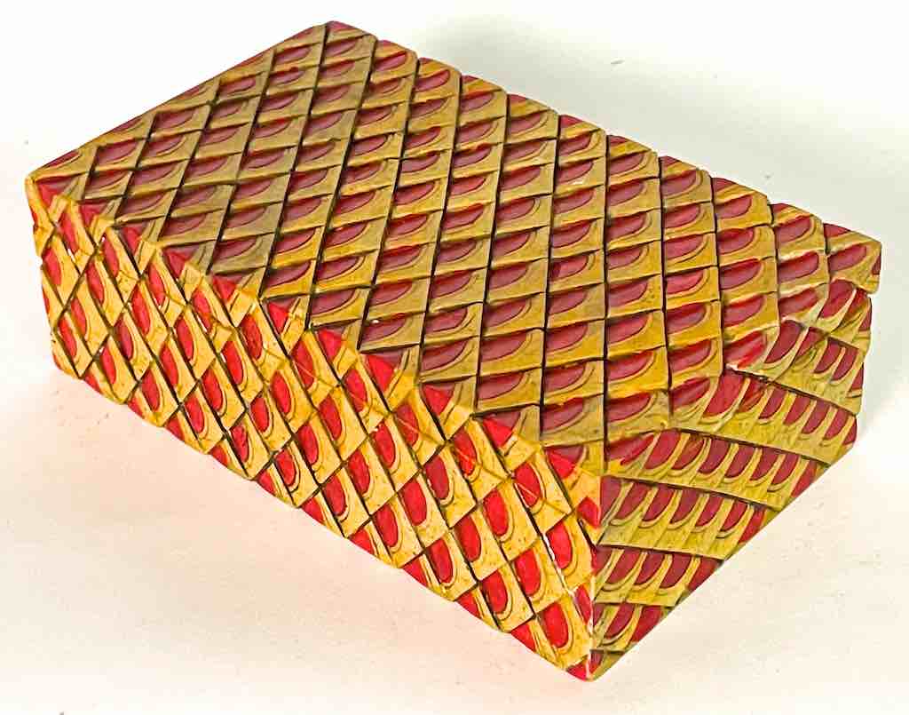 Dragon Skin Design - Red Rectangular Soapstone Trinket Decor Box