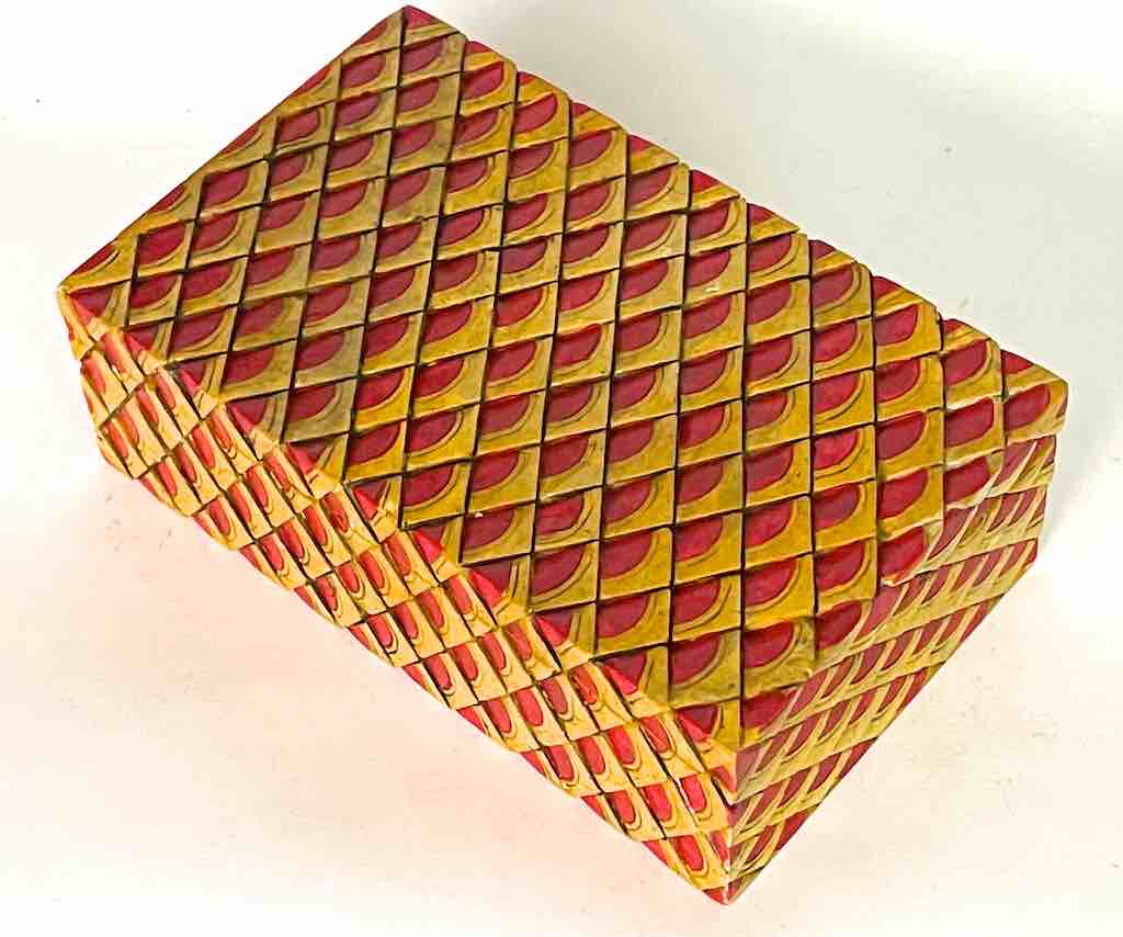 Dragon Skin Design - Red Rectangular Soapstone Trinket Decor Box