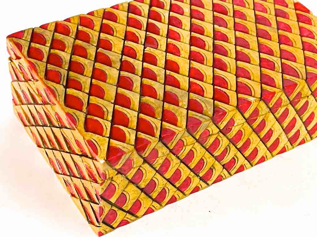 Dragon Skin Design - Red Rectangular Soapstone Trinket Decor Box