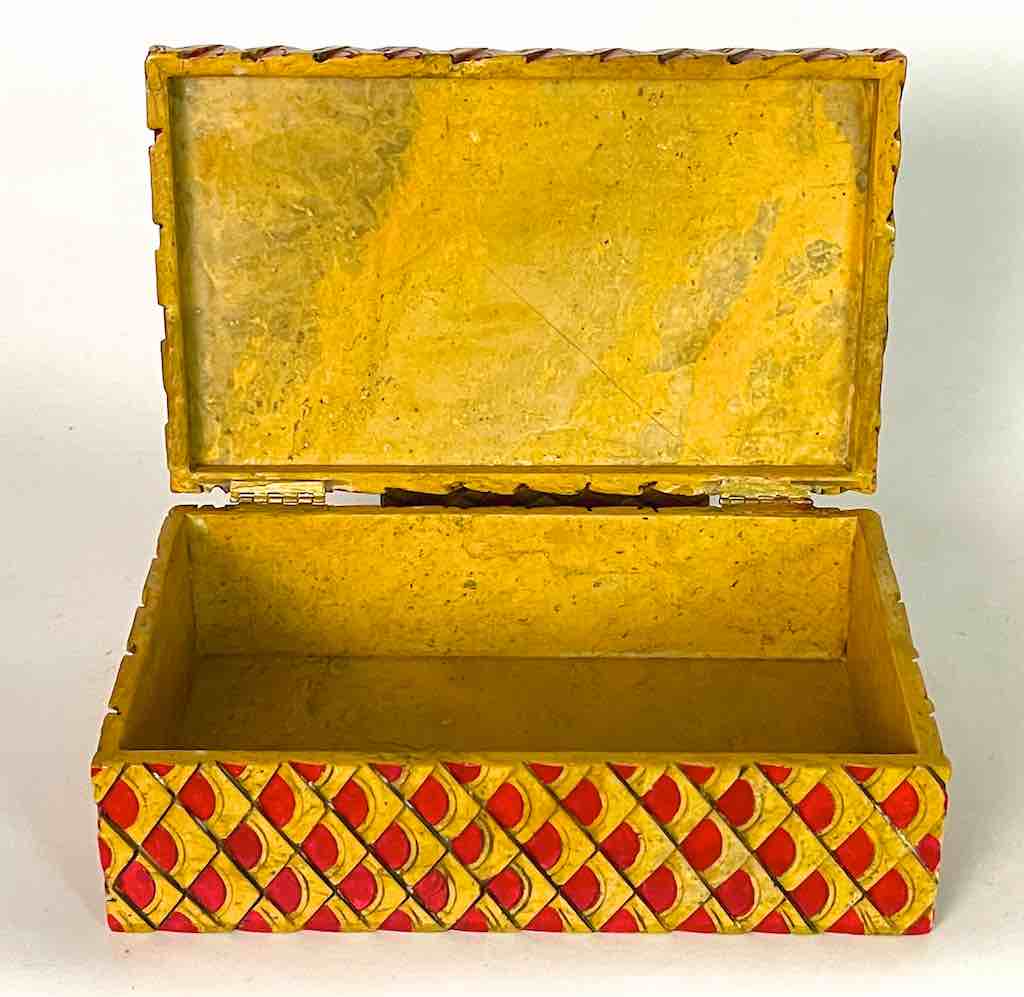 Dragon Skin Design - Red Rectangular Soapstone Trinket Decor Box
