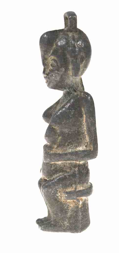 Vintage Senufo Brass Seated Woman with Child Figure - Ivory Coast