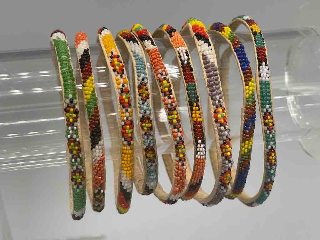 Very Narrow Tiniest Beaded Leather Bracelet - Mali
