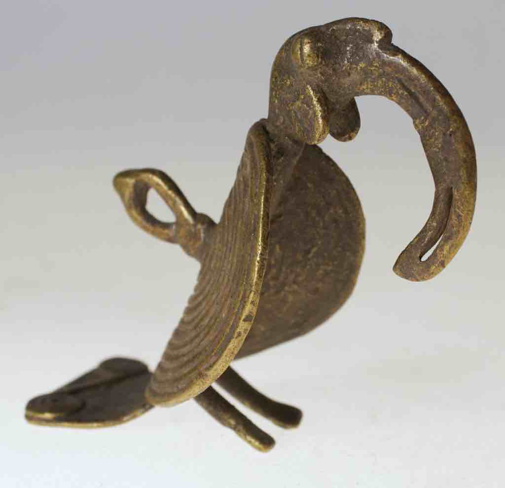 Vintage Large Bamana Brass Hornbill Bird Pendant Figure - Mali