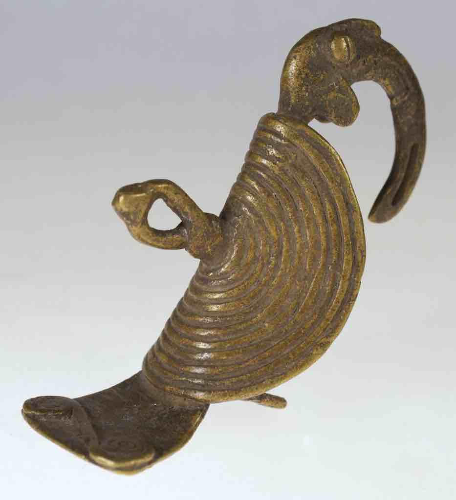 Vintage Large Bamana Brass Hornbill Bird Pendant Figure - Mali