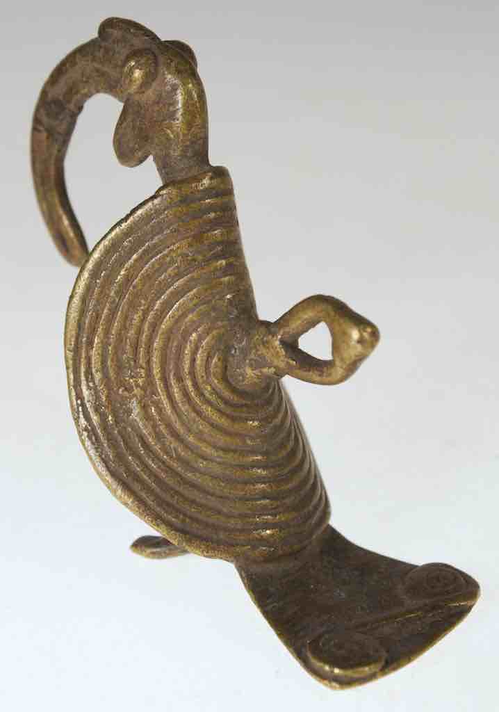 Vintage Large Bamana Brass Hornbill Bird Pendant Figure - Mali