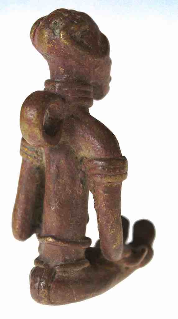 Vintage Dogon Brass Seated Woman with Child Figure - Mali