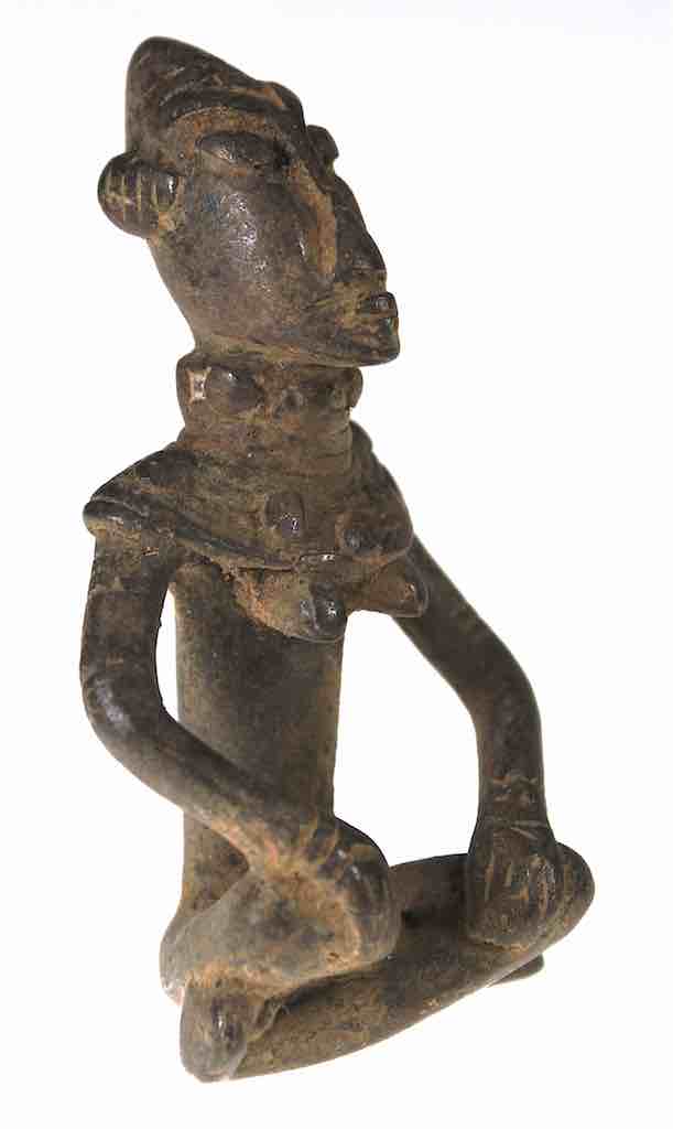 Vintage Dogon Brass Seated Woman Figure - Mali