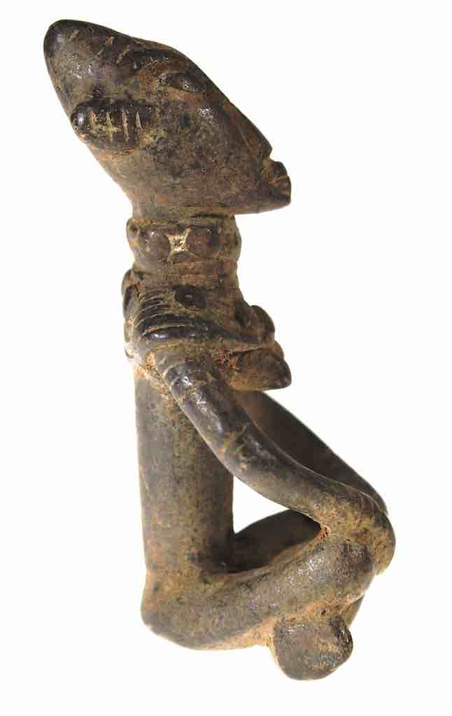 Vintage Dogon Brass Seated Woman Figure - Mali
