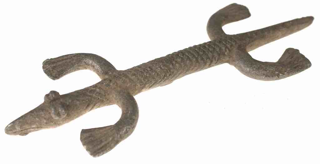 Vintage Bamana Aluminum Crocodile Figure - Mali