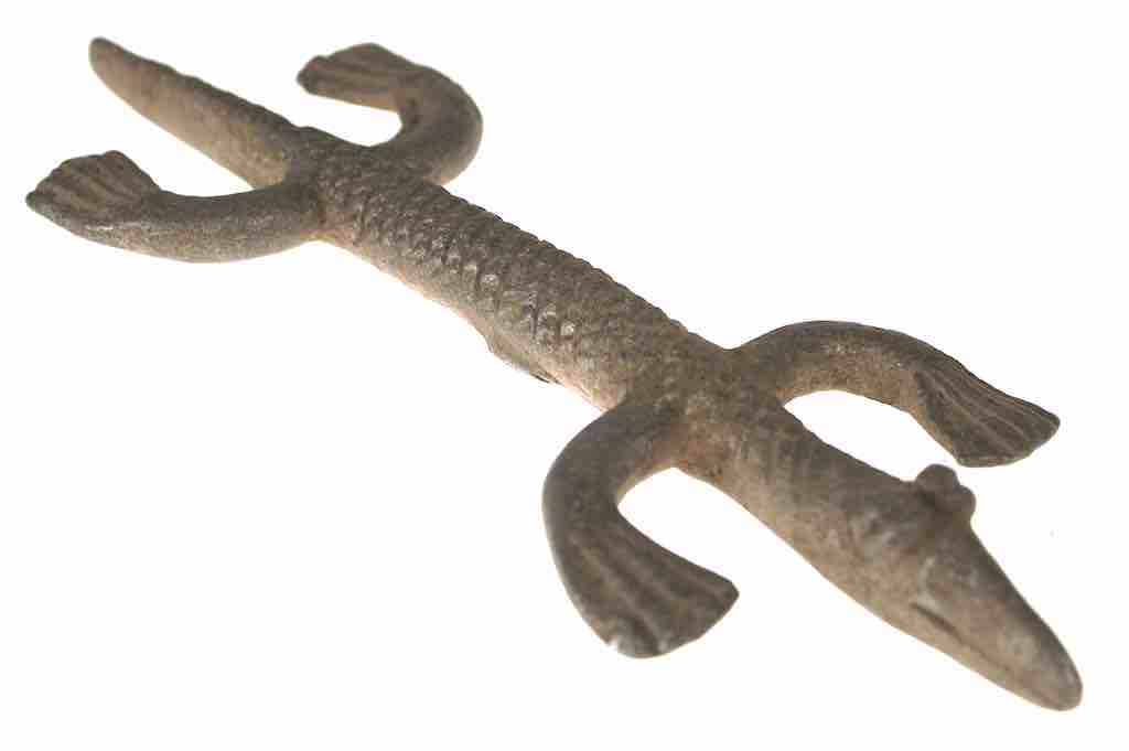 Vintage Bamana Aluminum Crocodile Figure - Mali