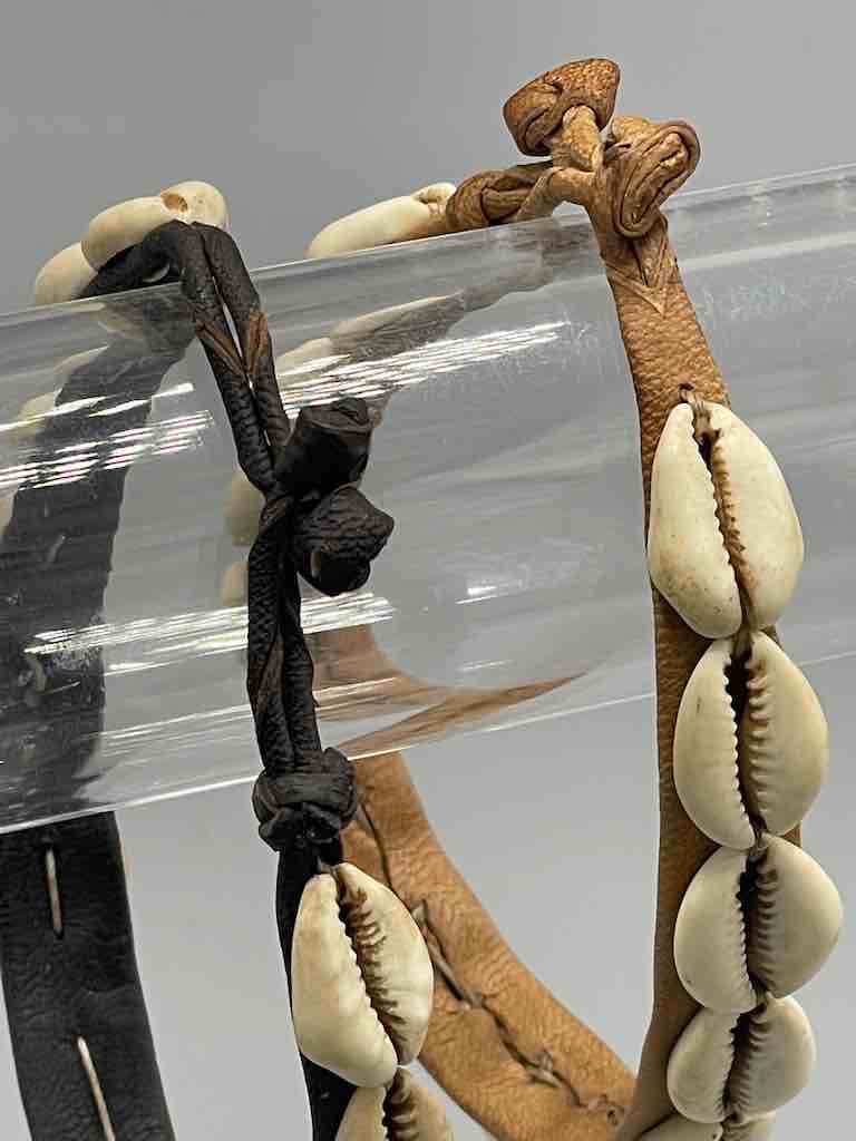 Single Line Cowrie Shell Solid Color Leather Clasp Anklet - Mali